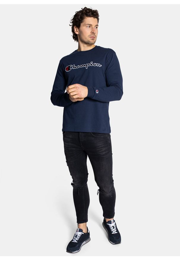 Longsleeve męski Champion Organic Cotton High Neck Granatowy. Kolor: niebieski. Materiał: materiał. Długość rękawa: długi rękaw. Styl: elegancki, sportowy