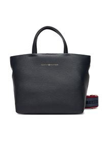 TOMMY HILFIGER - Tommy Hilfiger Torebka Th Logotape Mini Tote AW0AW17694 Granatowy. Kolor: niebieski. Materiał: skórzane