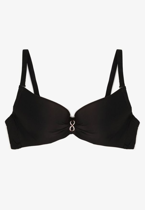 Born2be - Czarny Biustonosz Ozdobiony Cyrkoniową Aplikacją Ezonlle. Kolor: czarny. Wzór: aplikacja