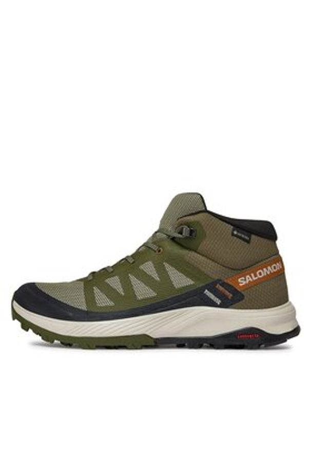 salomon - Salomon Trekkingi Outrise Mid GORE-TEX L47143600 Khaki. Kolor: brązowy. Materiał: materiał. Technologia: Gore-Tex. Sport: turystyka piesza