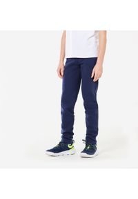 DOMYOS - Spodnie dresowe dla dzieci Domyos. Kolekcja: plus size. Kolor: niebieski. Materiał: poliester, materiał, bawełna. Sport: fitness