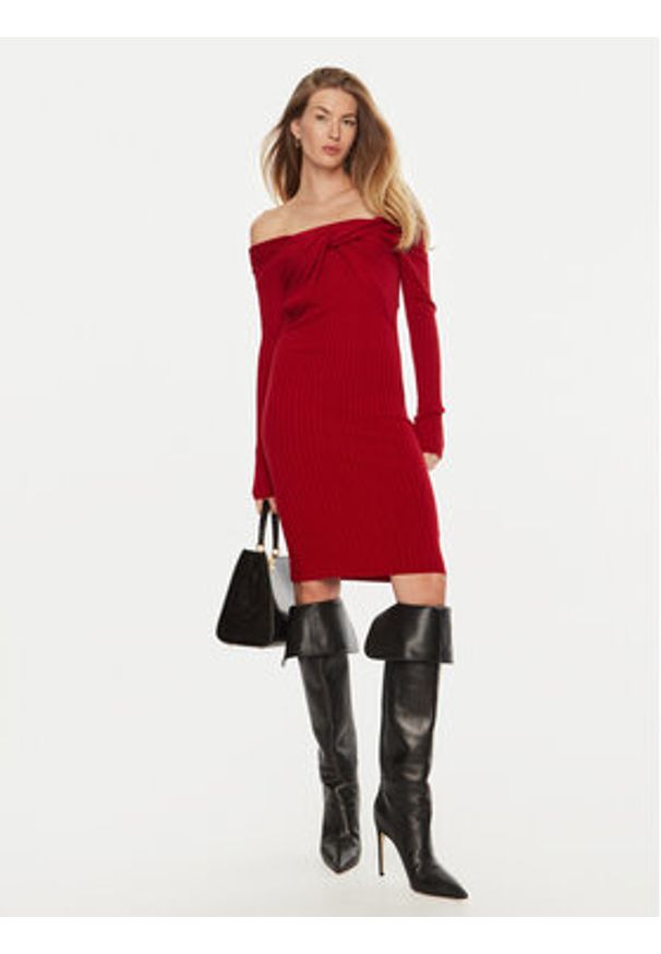 Guess Sukienka koktajlowa Milana W4BK26 Z2V42 Czerwony Slim Fit. Kolor: czerwony. Materiał: wiskoza, syntetyk. Styl: wizytowy