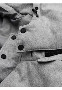 Ombre Clothing - Męska casualowa kurtka puffer z wełną – jasnoszary melanż V3 OM-JAHP-0203 - XXL. Okazja: na co dzień. Typ kołnierza: kołnierzyk stójkowy. Kolor: szary. Materiał: wełna. Długość: długie. Wzór: melanż. Styl: casual #8
