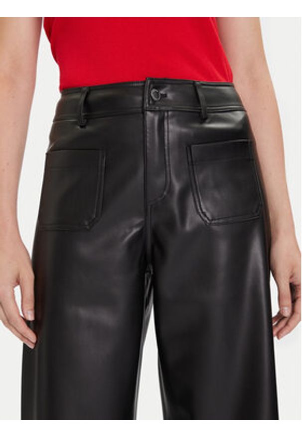 Morgan Spodnie z imitacji skóry 242-PCHOU Czarny Wide Leg. Kolor: czarny. Materiał: skóra
