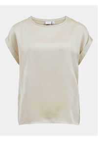 Vila T-Shirt Ellette 14059563 Beżowy Regular Fit. Kolor: beżowy. Materiał: syntetyk