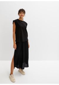 bonprix - Shirt oversize z czystej bawełny organicznej. Kolor: czarny. Materiał: bawełna