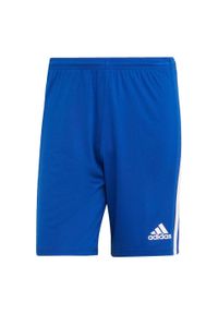 Adidas - Spodenki piłkarskie męskie adidas Squadra 21 Short. Kolor: biały, niebieski, wielokolorowy. Materiał: poliester. Sport: piłka nożna