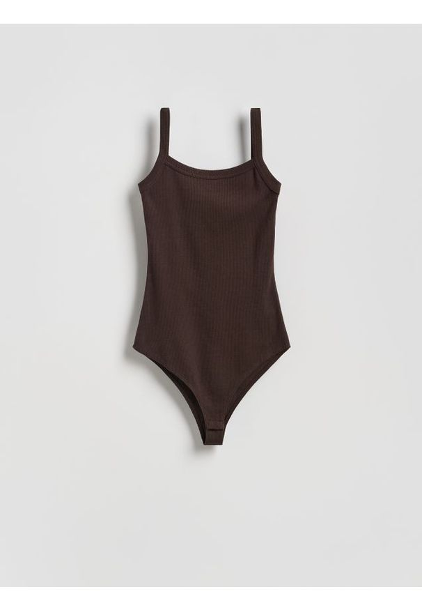 Reserved - Body z bawełną - ciemnobrązowy. Kolor: brązowy. Materiał: bawełna