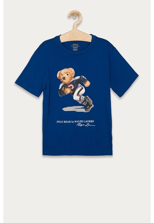 Polo Ralph Lauren - T-shirt dziecięcy 134-176 cm. Okazja: na co dzień. Typ kołnierza: polo. Kolor: niebieski. Materiał: bawełna, dzianina. Wzór: nadruk. Styl: casual