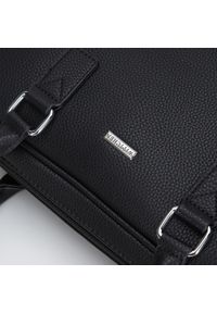 Wittchen - Damska torba na laptopa 11”/12” z ekoskóry klasyczna czarno-srebrna. Kolor: czarny, srebrny, wielokolorowy. Materiał: skóra ekologiczna. Styl: klasyczny