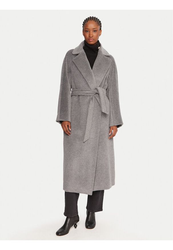 Weekend Max Mara Płaszcz wełniany Tempera 2525016082 Szary Regular Fit. Kolor: szary. Materiał: wełna