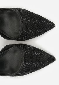 Renee - Czarne Czółenka na Słupku z Cyrkoniami i Brokatem Myriani. Zapięcie: sprzączka. Kolor: czarny. Materiał: jeans. Obcas: na słupku. Styl: elegancki #8