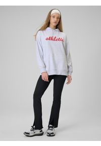 4f - 4F Bluza dresowa loose z kapturem damska - szara XL. Okazja: na spacer, na co dzień. Typ kołnierza: kaptur. Kolor: szary. Materiał: dresówka. Styl: casual #2