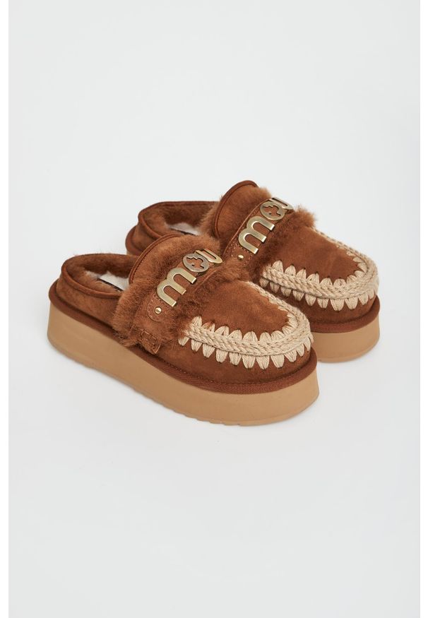 Mou - Klapki damskie skórzane mule MOU. Materiał: skóra