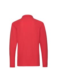 FRUIT OF THE LOOM - Męska Koszulka Polo Premium Z Długim Rękawem. Typ kołnierza: polo. Kolor: czerwony. Długość rękawa: długi rękaw. Długość: długie