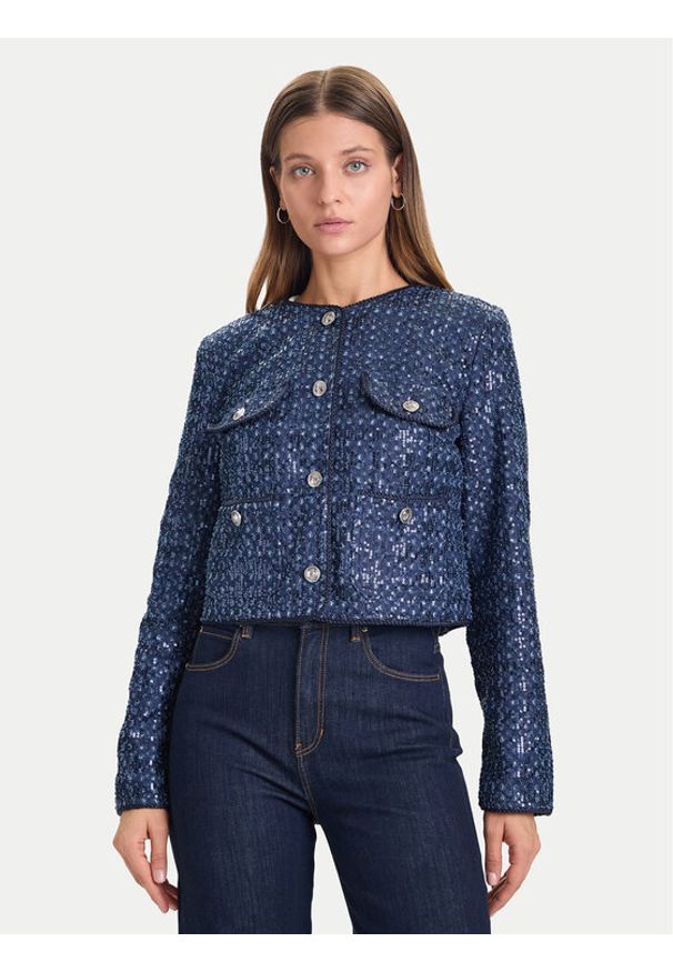 Guess Marynarka W5BN0C D0771 Granatowy Regular Fit. Kolor: niebieski. Materiał: bawełna, syntetyk