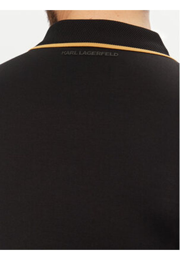 Karl Lagerfeld - KARL LAGERFELD Polo 745080 551200 Czarny Regular Fit. Typ kołnierza: polo. Kolor: czarny. Materiał: bawełna