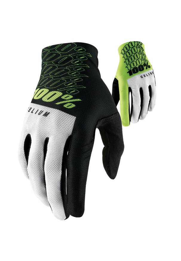 Rękawiczki rowerowe 100% Celium. Kolor: czarny, wielokolorowy, żółty. Sport: kolarstwo
