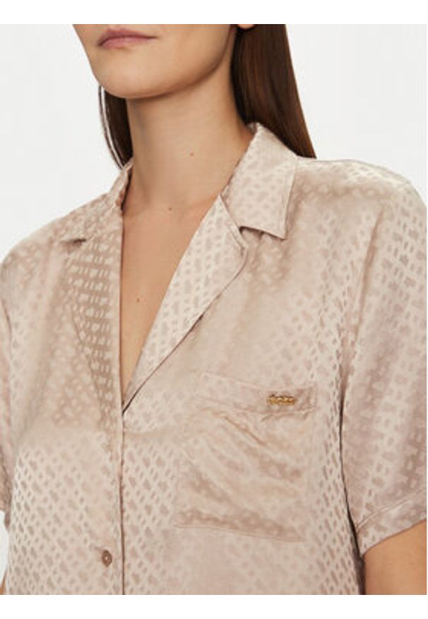 BOSS Piżama 50535750 Beżowy Regular Fit. Kolor: beżowy. Materiał: satyna, wiskoza