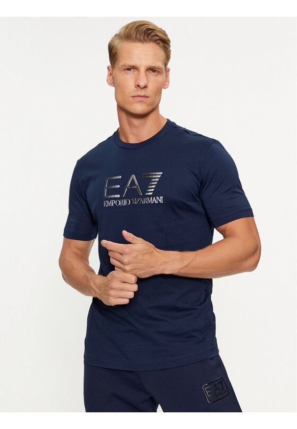 EA7 Emporio Armani T-Shirt 6RPT71 PJM9Z 1554 Granatowy Regular Fit. Kolor: niebieski. Materiał: bawełna