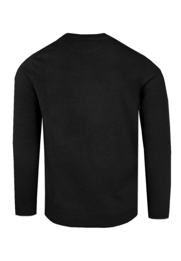 Bawełniany Sweter Męski - Pako Jeans - Czarny z Fakturą Materiału. Kolor: czarny. Materiał: bawełna. Sezon: zima, jesień, wiosna. Styl: klasyczny, elegancki