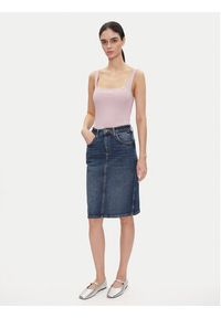 Lee Spódnica jeansowa 112355270 Granatowy Regular Fit. Kolor: niebieski. Materiał: bawełna #5