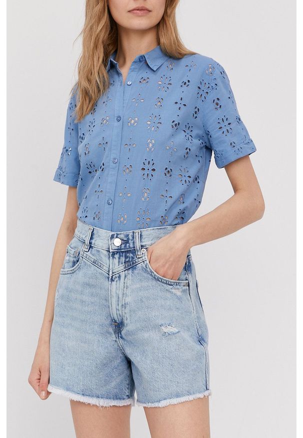 Pepe Jeans - Szorty jeansowe Rachel. Okazja: na co dzień. Stan: podwyższony. Kolor: niebieski. Styl: casual