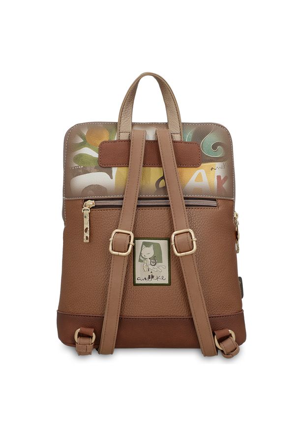 Brązowy Stylowy Damski Plecak Anekke. Kolor: brązowy. Styl: elegancki