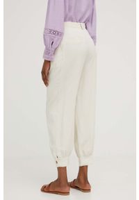 Answear Lab spodnie damskie kolor biały szerokie high waist. Stan: podwyższony. Kolor: biały. Styl: wakacyjny #4
