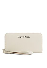 Calvin Klein Duży Portfel Damski Gracie K60K611687 Beżowy. Kolor: beżowy. Materiał: skóra