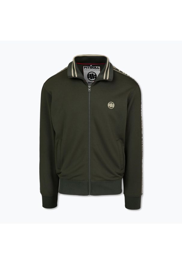 PITBULL - Bluza męska Pitbull Trackjacket Tape Logo Terry Group. Kolor: zielony. Sport: fitness