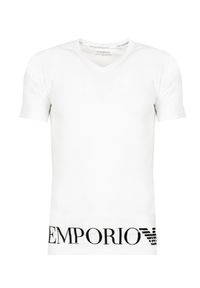 Emporio Armani T-shirt V-neck | 111760 3R755 | Mężczyzna | Biały. Kolor: biały. Materiał: bawełna, elastan. Wzór: nadruk, aplikacja #3