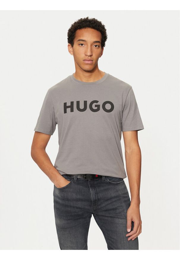 Hugo T-Shirt Dulivio 50467556 Szary Regular Fit. Kolor: szary. Materiał: bawełna