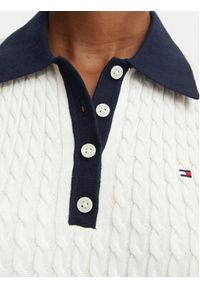 TOMMY HILFIGER - Tommy Hilfiger Sweter Fine Gg Cable WW0WW50102 Kremowy Regular Fit. Kolor: kremowy. Materiał: bawełna #5