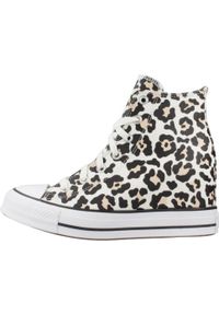 Converse - Kapcie CONVERSE CHUCK TAYLOR ALL STAR WEDGE PLATFORM LEOPARD Nadruk zwierzęcy. Kolor: wielokolorowy. Materiał: tkanina. Wzór: motyw zwierzęcy, nadruk. Obcas: na platformie