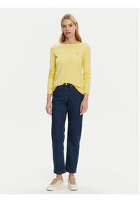 TOMMY HILFIGER - Tommy Hilfiger Sweter WW0WW40099 Żółty Regular Fit. Kolor: żółty. Materiał: syntetyk, bawełna