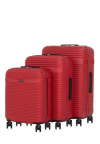 Ochnik - Komplet walizek na kółkach 19'/24'/28'. Kolor: czerwony. Materiał: materiał, poliester, guma, kauczuk #1