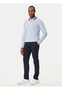 BOSS Polo Peoxfordlong_1 50544845 Błękitny Regular Fit. Typ kołnierza: polo. Kolor: niebieski. Materiał: bawełna #5