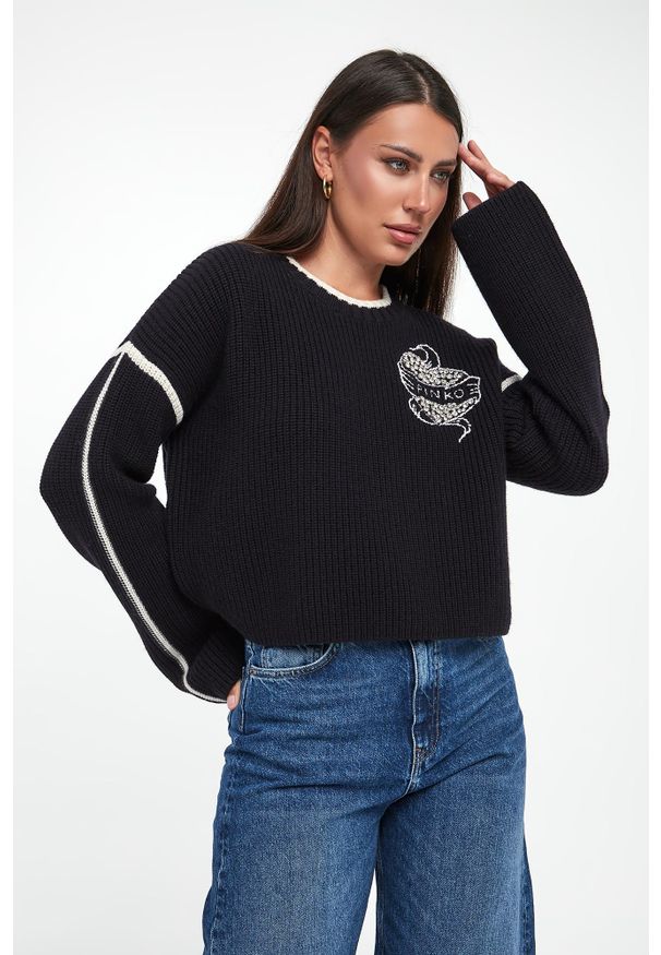Pinko - Sweter damski wełniany Alicudi PINKO. Materiał: wełna