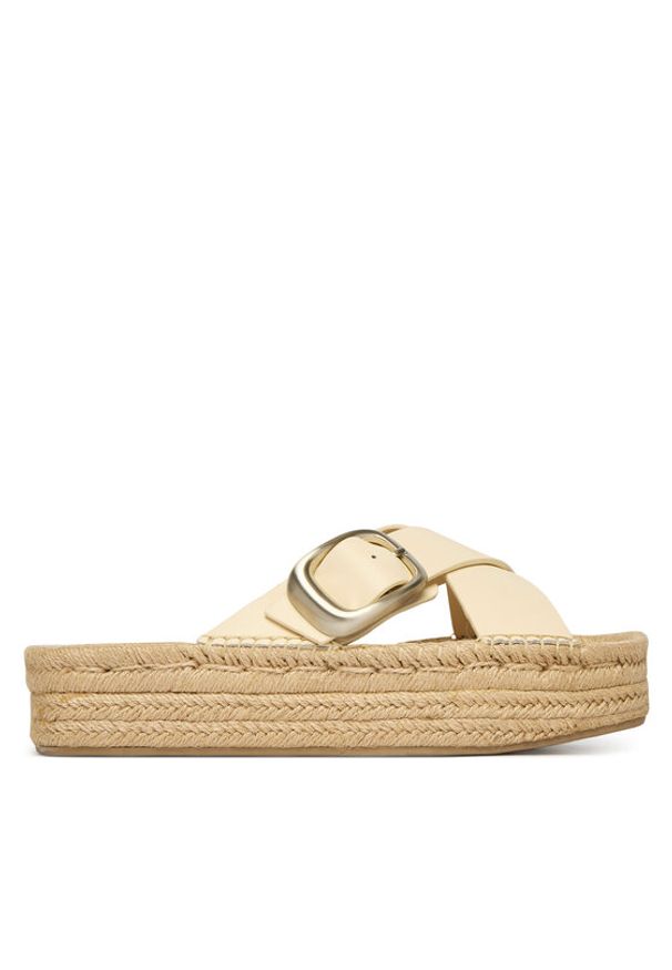 Calvin Klein Espadryle Flatf Espadrill Cross Lth Hdw HW0HW02892 Écru. Materiał: skóra
