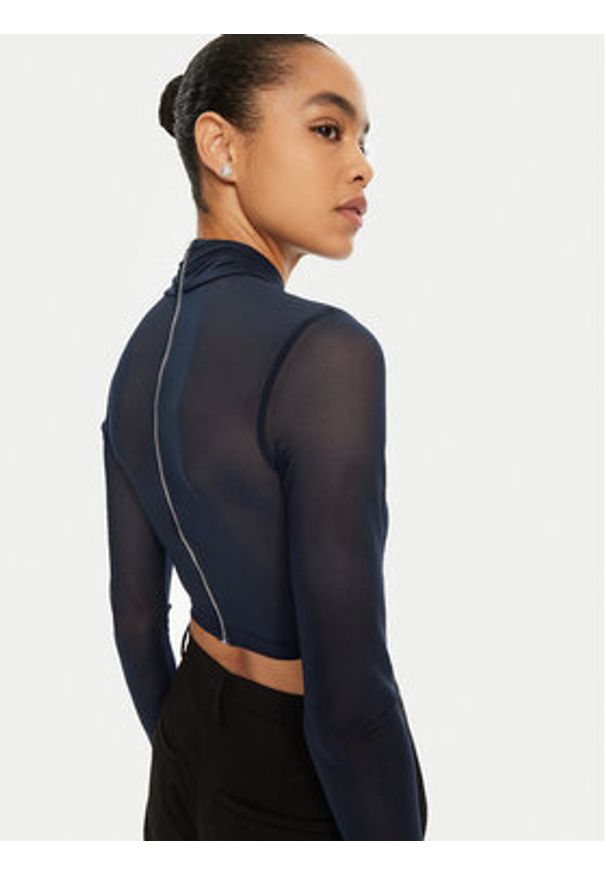BARDOT Bluzka 55001TB2 Granatowy Slim Fit. Kolor: niebieski. Materiał: syntetyk