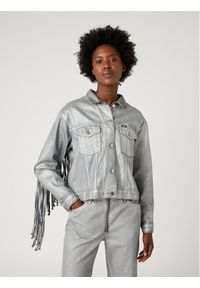 Wrangler Kurtka jeansowa Souvenir Fringe W4T144M30 112327270 Szary Relaxed Fit. Kolor: szary. Materiał: jeans, bawełna