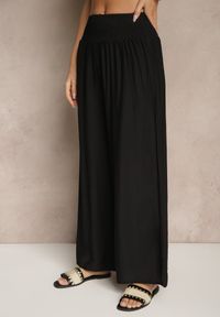 Renee - Czarne Spodnie z Wiskozą o Szerokim Kroju High Waist Orrana. Okazja: na co dzień. Stan: podwyższony. Kolor: czarny. Materiał: wiskoza. Styl: elegancki, casual #5