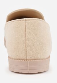 Renee - Beżowe Balerinki Typu Loafersy Daphikaia. Okazja: na co dzień. Kolor: beżowy. Materiał: jeans. Szerokość cholewki: normalna. Wzór: gładki. Obcas: na płaskiej podeszwie. Styl: casual #4