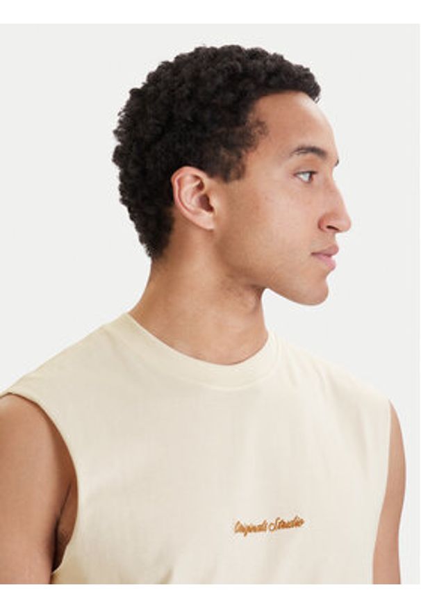 Jack & Jones Tank top Norrebro Emb 12292009 Écru Regular Fit. Kolor: kremowy. Materiał: bawełna