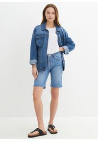 bonprix - Bermudy dżinsowe Slim Fit mid waist. Kolor: niebieski #3