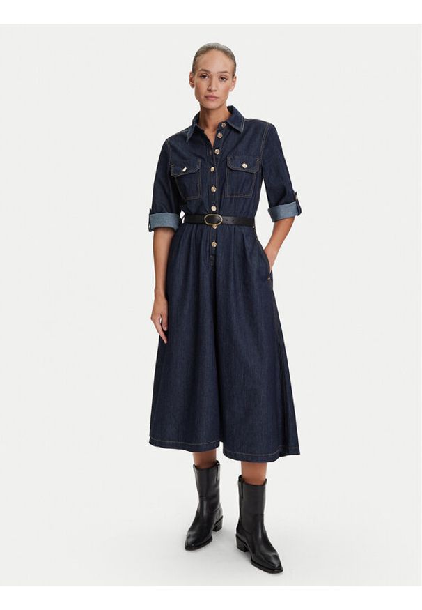 Liu Jo Sukienka jeansowa UF5148 D0268 Granatowy Regular Fit. Kolor: niebieski. Materiał: bawełna