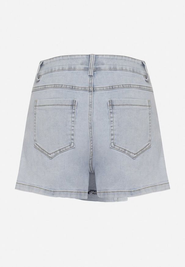Born2be - Jasnoniebieskie Bawełniane Spódnico-Szorty o Asymetrycznym Kroju Finavia. Okazja: na co dzień. Kolor: niebieski. Materiał: bawełna. Styl: casual, klasyczny, elegancki
