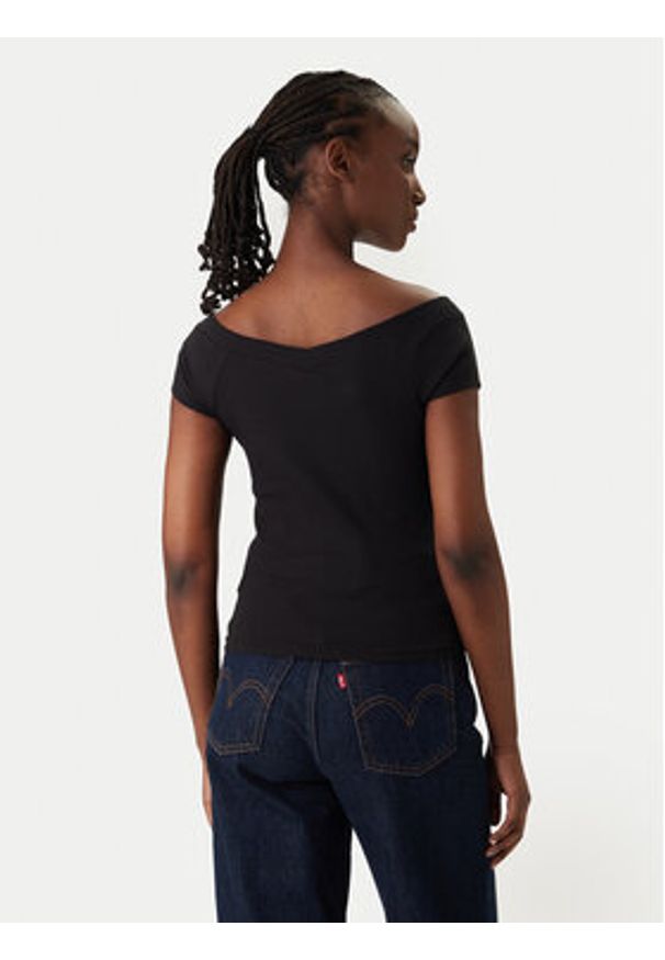 Tommy Jeans Bluzka DW0DW22265 Czarny Slim Fit. Kolor: czarny. Materiał: bawełna