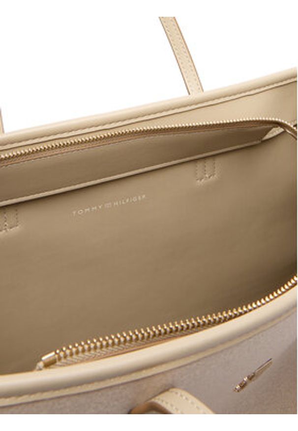 TOMMY HILFIGER - Tommy Hilfiger Torebka Th City Large Tote Melton AW0AW18215 Beżowy. Kolor: beżowy
